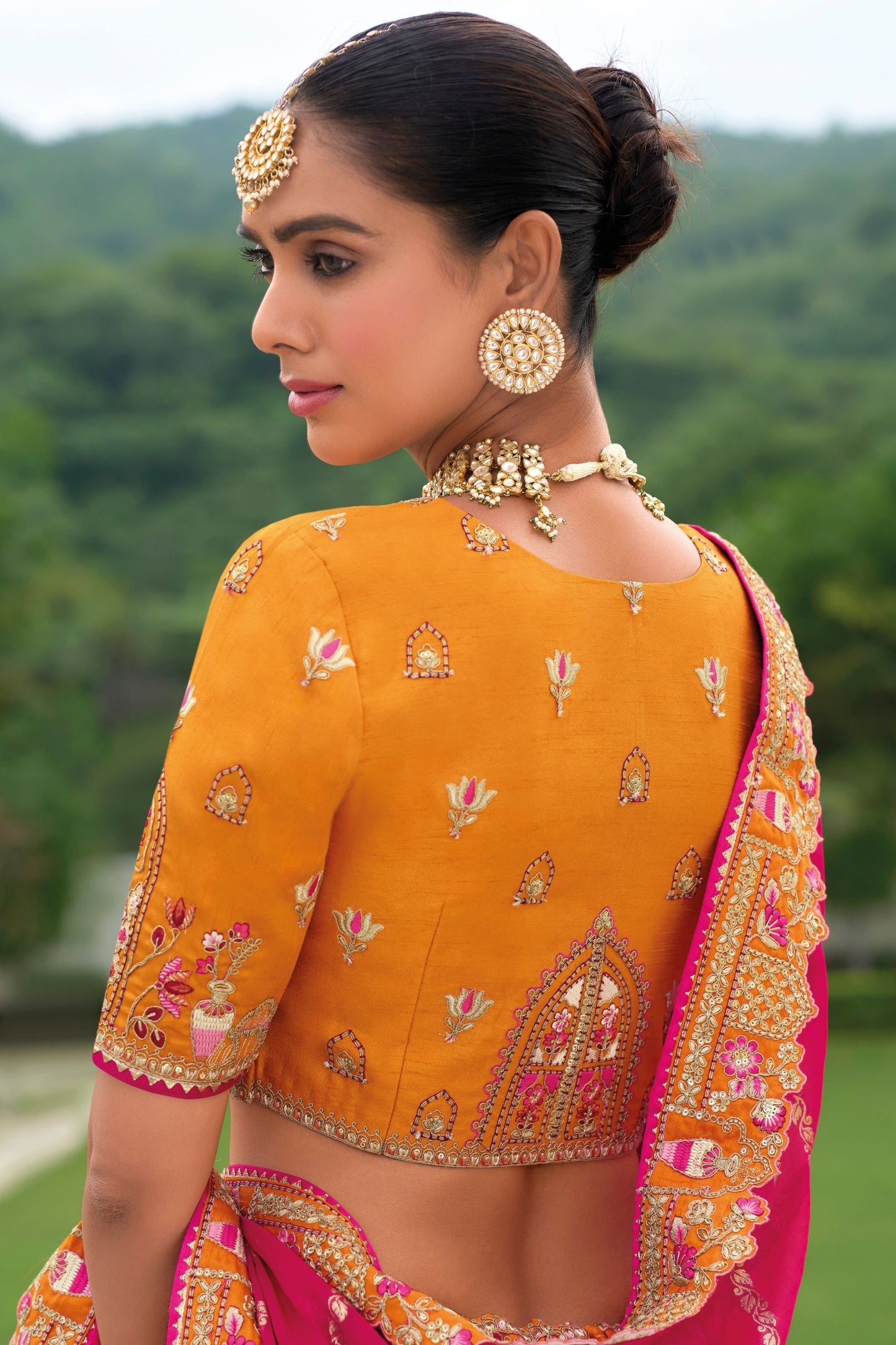 Orange Heavy Silk Heavy Embroidery & Khatli Worked Wedding Wear Lehenga Choli