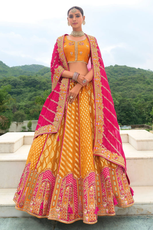 Orange Silk Lehenga Choli