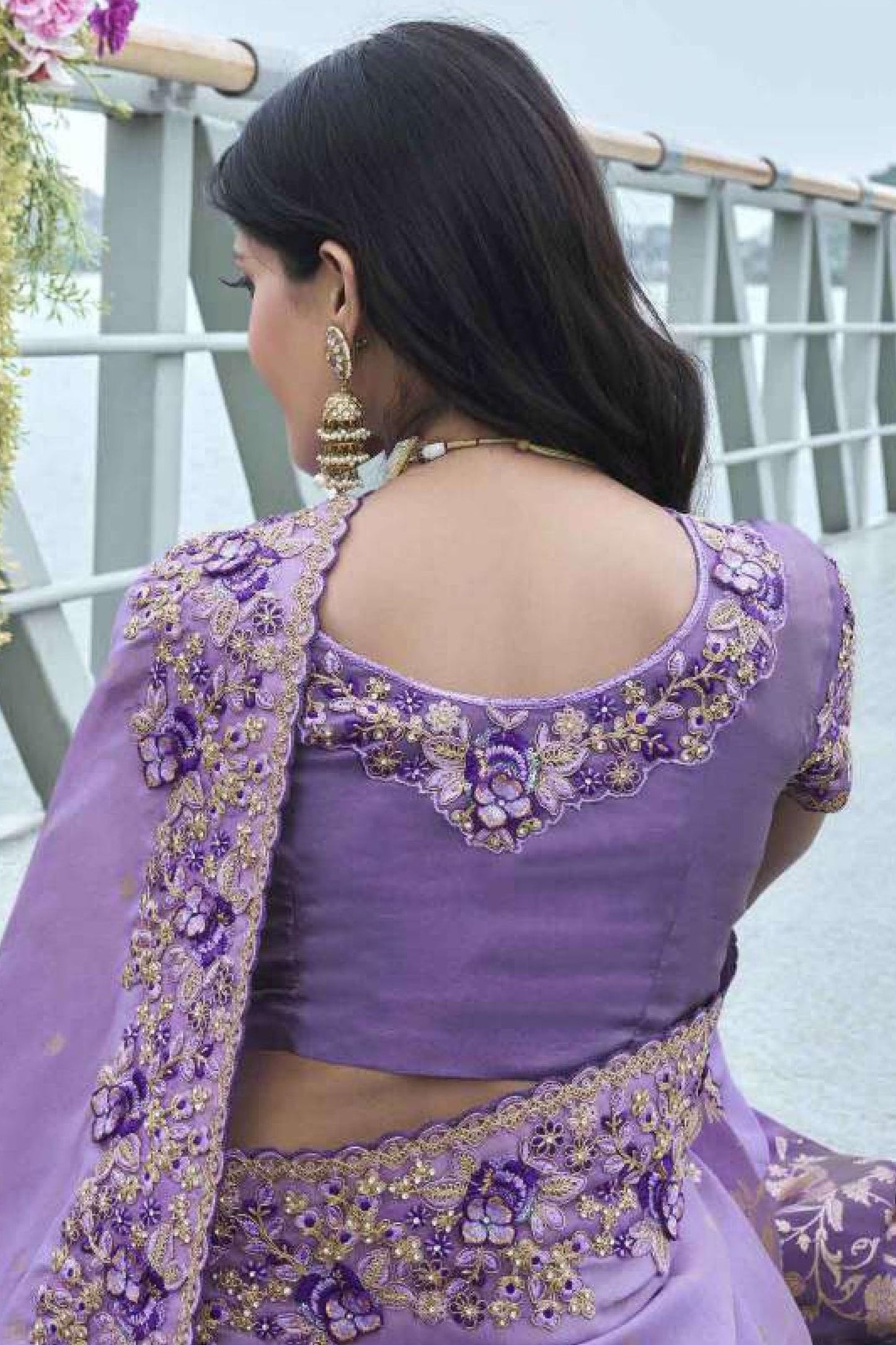 Lavish Lavender Colored Heavy Viscose Silk Saree With Stone Worked Blouse Piece, Wedding Collection Wear Bollywood Style Saree For Women - Marriott Fashion