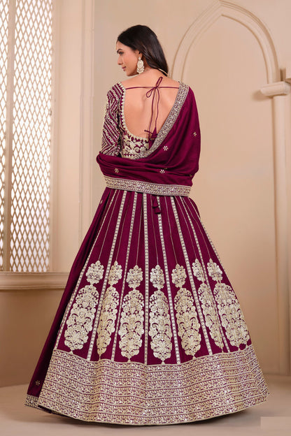 Magenta Heavy Art Silk Designer Indian Wedding & Festival Wear With Embroidery & Sequence Worked Lehenga Choli