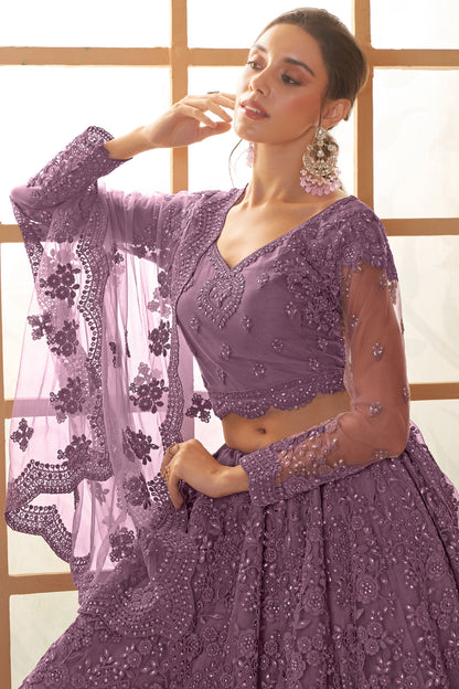 Peach Designer Heavy Net Lehenga Choli With Beautiful Embroidered Dupatta - Marriott Fashion