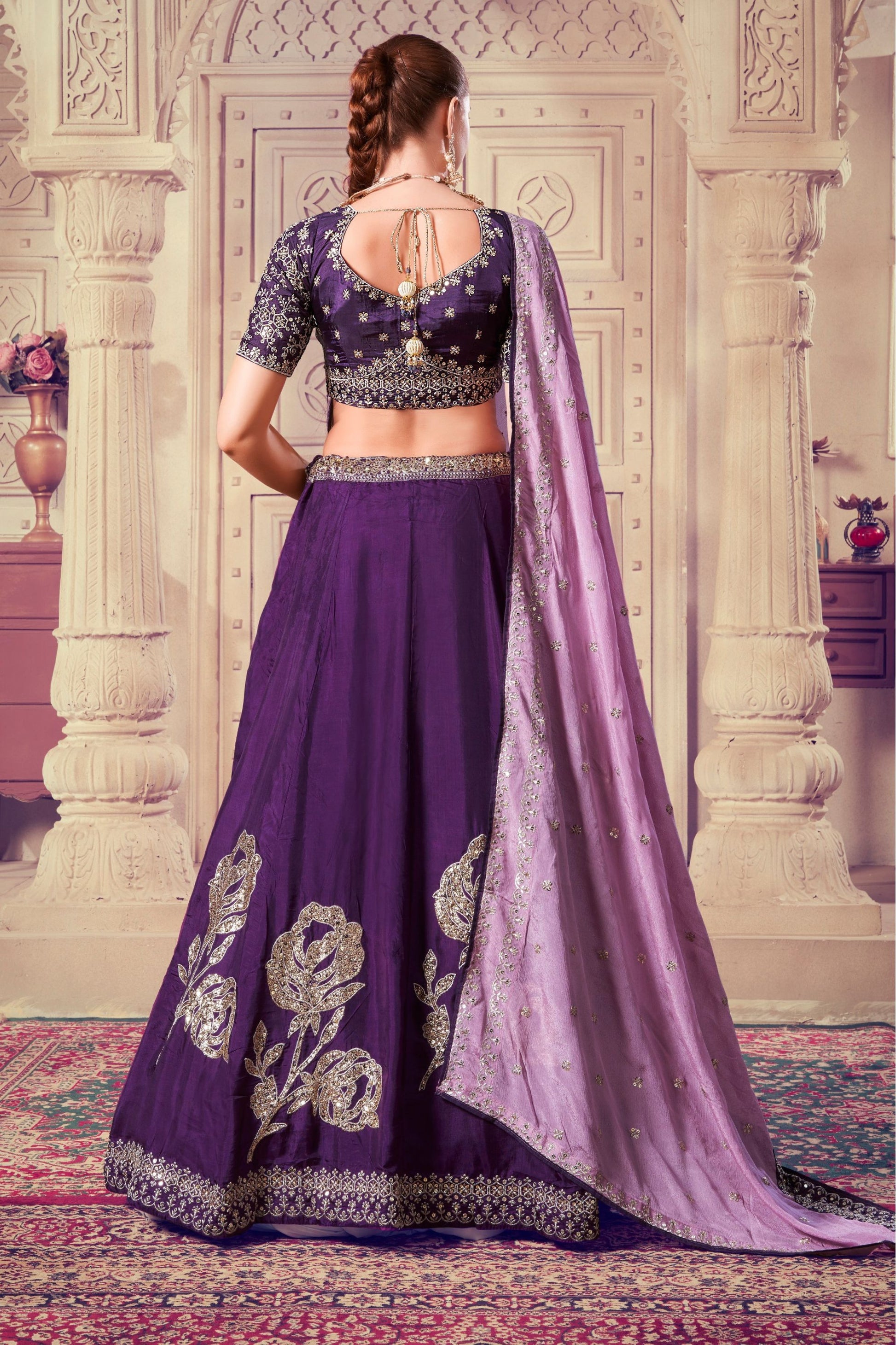 Attractive Wine Colored Heavy Silk Lehenga Choli With Sequence Worked Designer Dupatta - Marriott Fashion