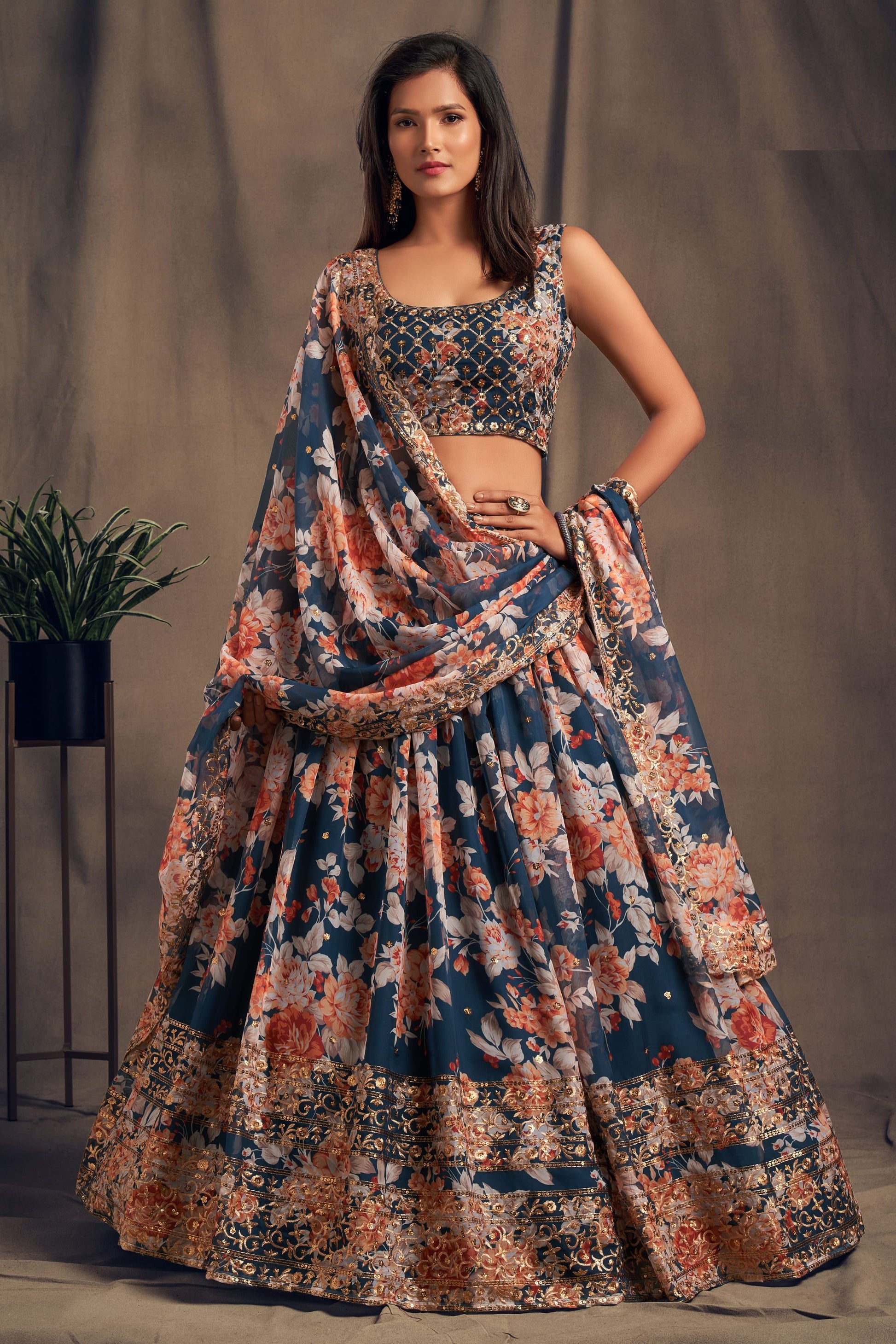 Blue Festival Wear Lehenga Choli