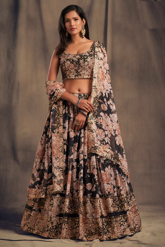 Black Printed Lehenga Choli 