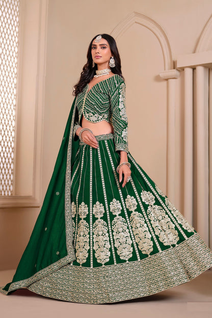  Green Art Silk Sequence Worked Lehenga Choli 