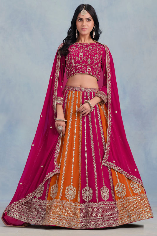 Pink Faux Georgette Lehenga Choli 